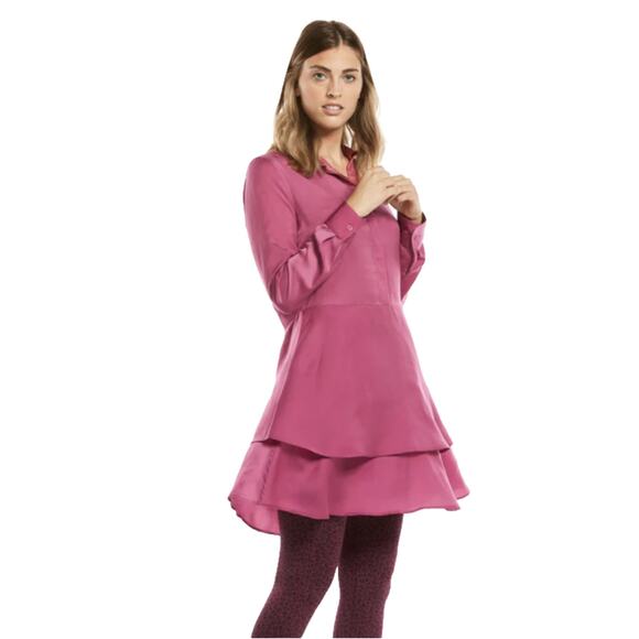 J. Peterman Tops - The J Peterman Company Size 18 Satin Double Peplum Dress Tunic Magenta m15